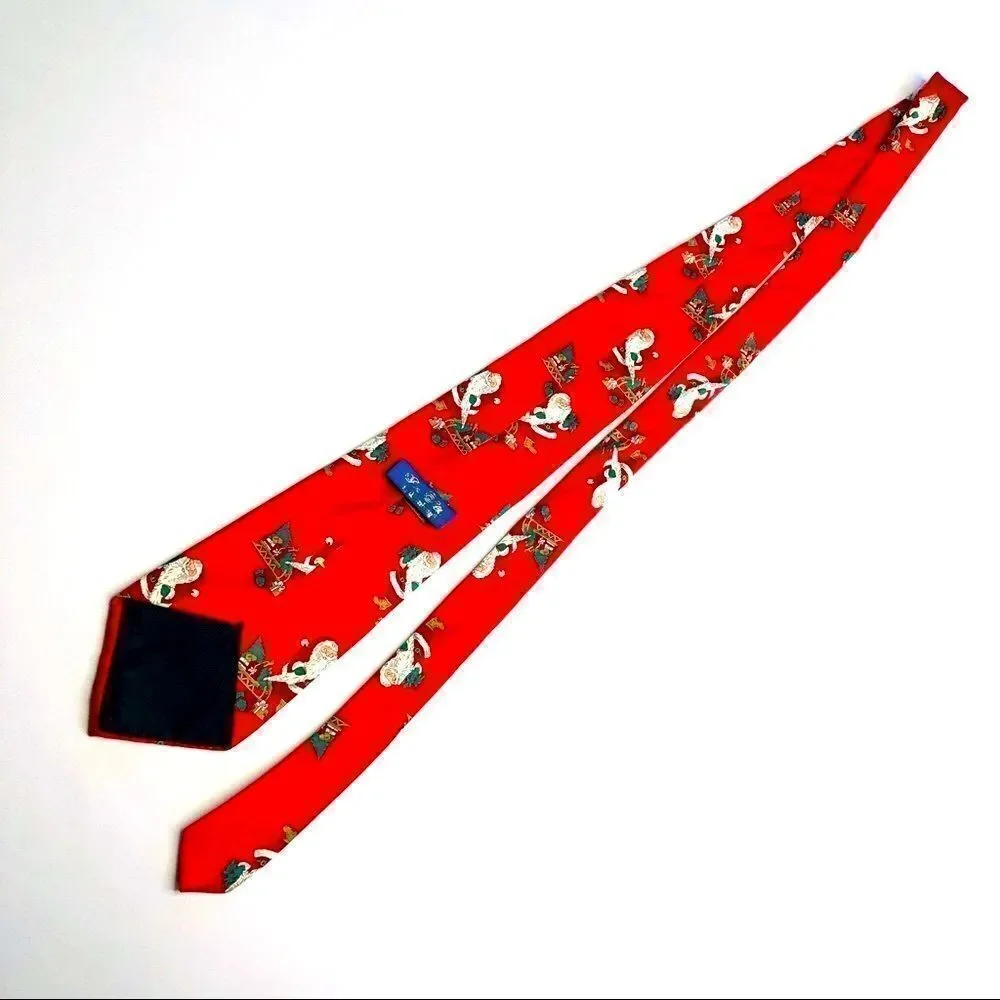 WEMBLEY🎅🏻Pure Silk Red Santa Claus Christmas Tie